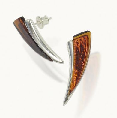 Silver and Amber Earrings -