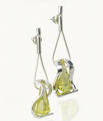 Silver and Amber Earrings