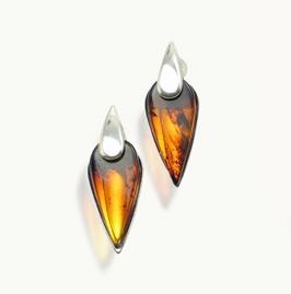 Silver and Amber Earrings - Studs