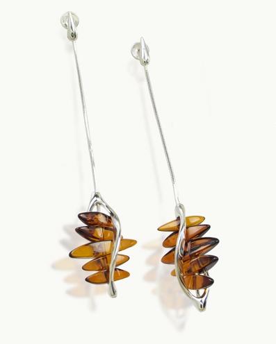 Silver and Amber Earrings