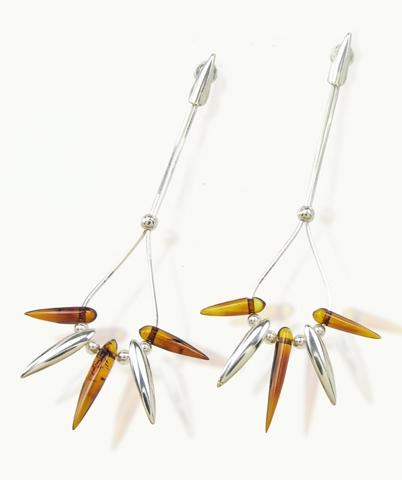 Silver and Amber Earrings