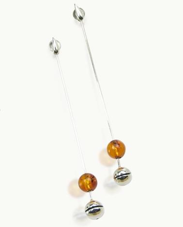 Silver and Amber Earrings