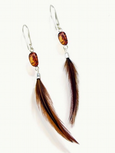 Silver and Amber Earrings