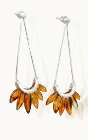 Silver and Amber Earrings