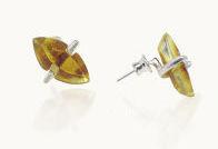 Silver and Amber Earrings - Studs