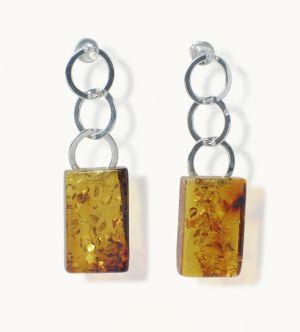 Silver and Amber Earrings