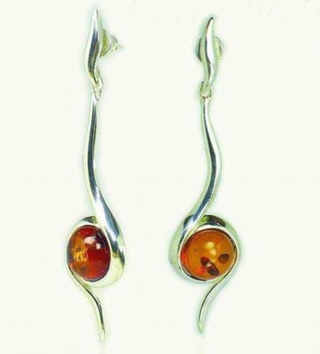 Silver and Amber Earrings