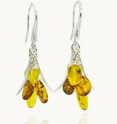 Silver and Amber Earrings