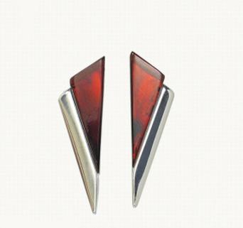 Silver and Amber Earrings - Studs