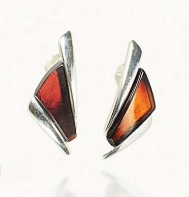 Silver and Amber Earrings - Studs