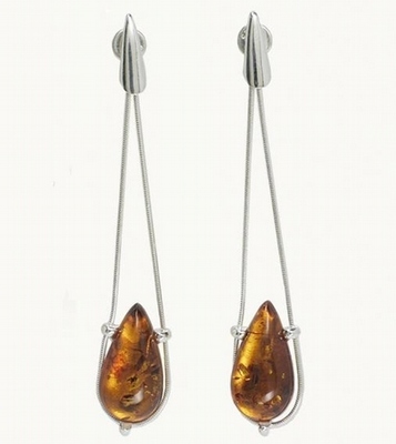 Silver and Amber Earrings