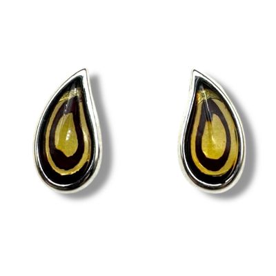 Sterling Silver and Amber Drops Studs Earrings