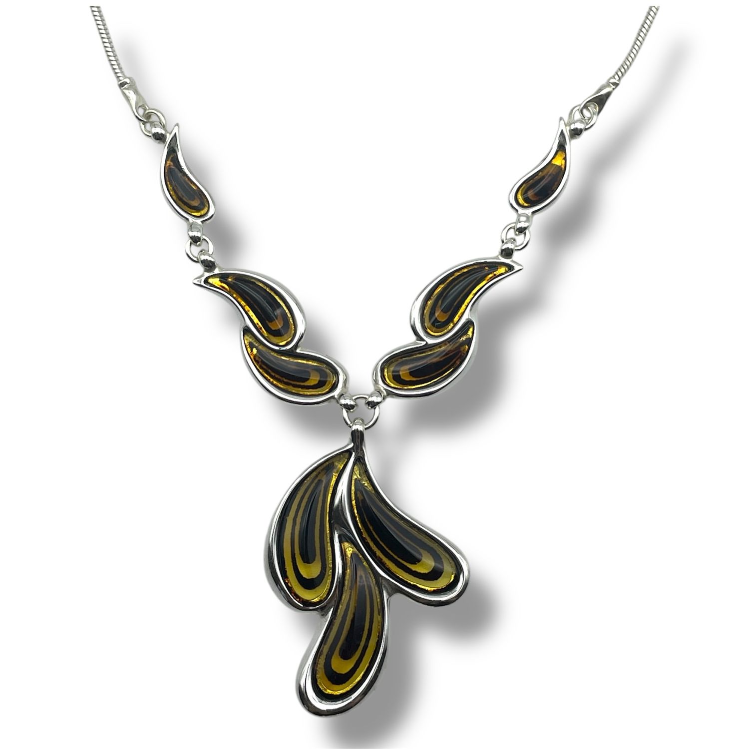 Sterling Silver and Amber Necklace