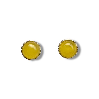 Sterling Silver and  Amber Earrings - Studs