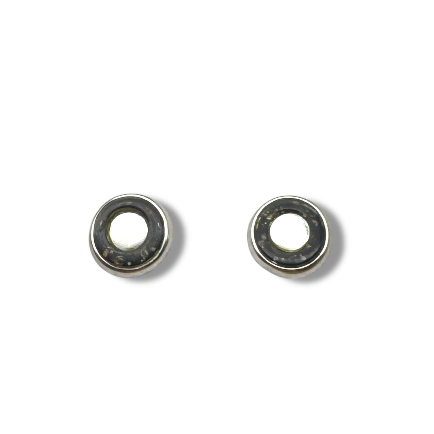 Sterling Silver and  Green Amber Earrings - Studs