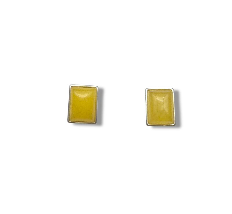 Sterling Silver and Amber Earrings - Studs