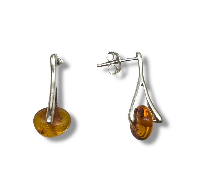 Sterling Silver Amber Drop Earrings
