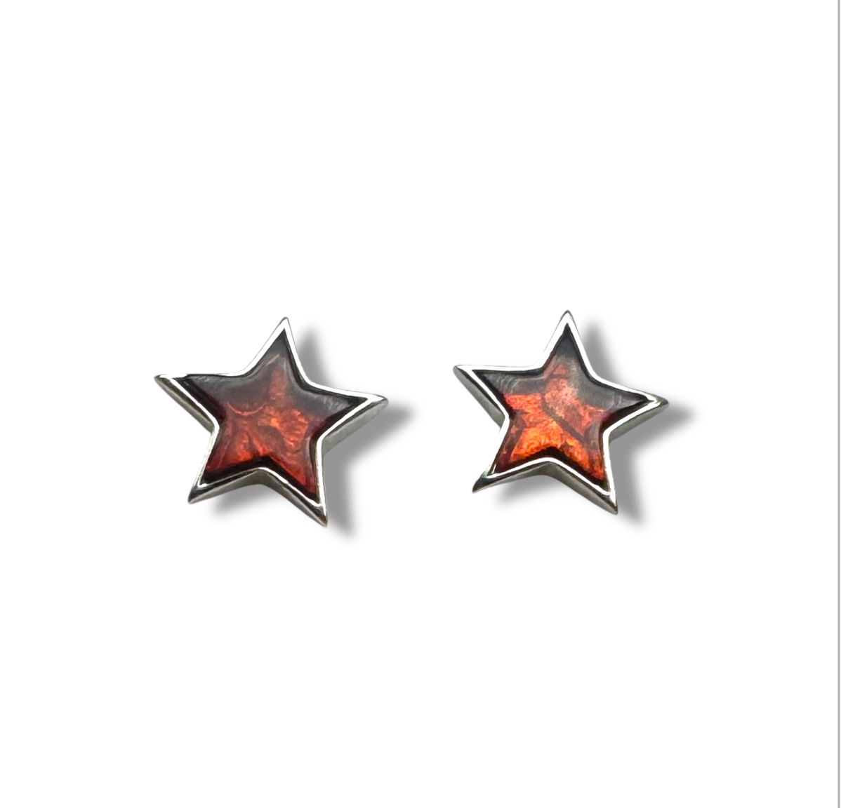 Sterling Silver Amber Stars Earrings - Studs