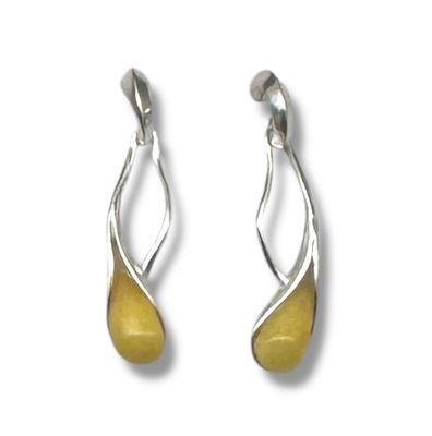 Sterling Silver Amber Dangly Earrings