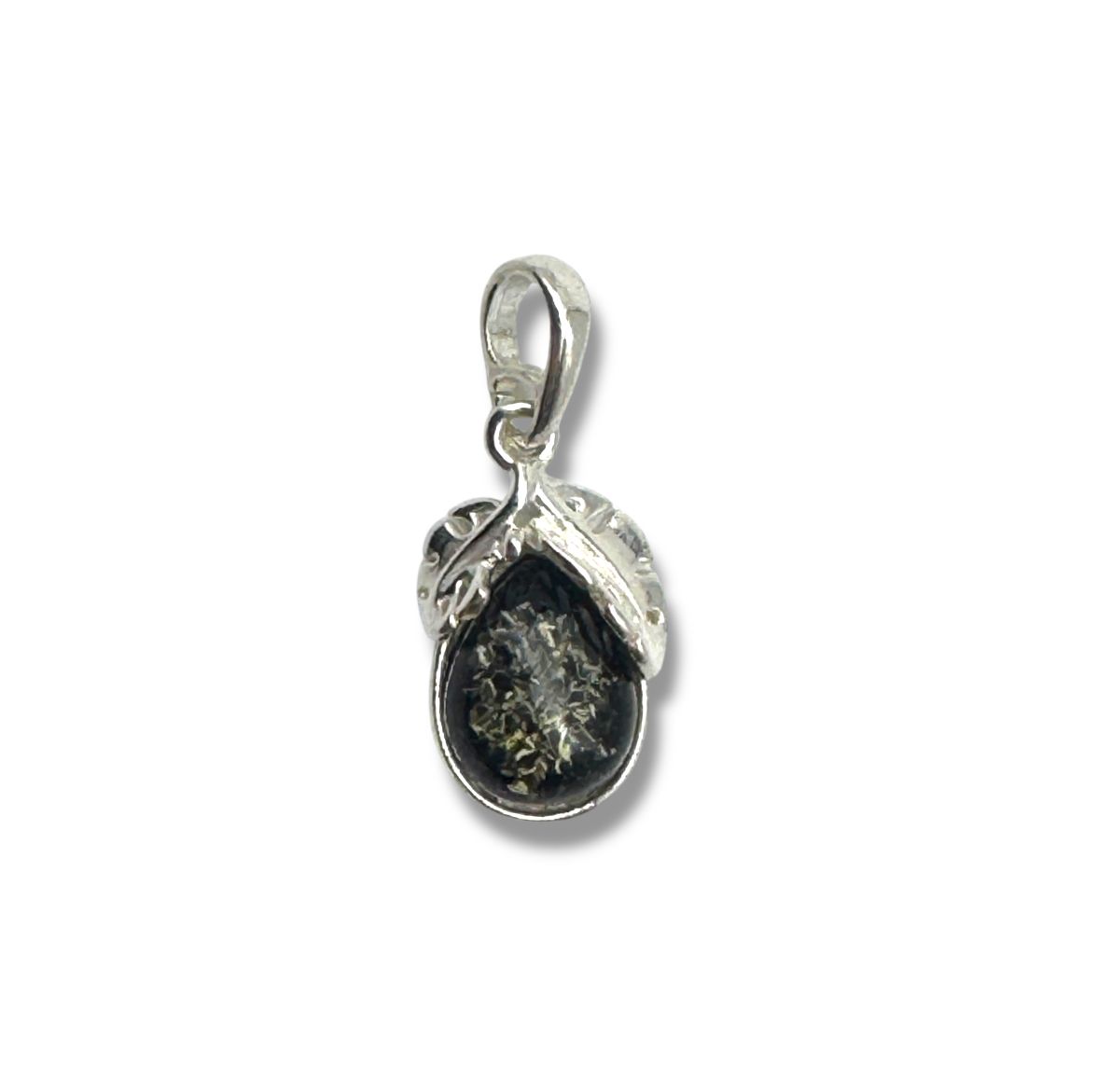 Sterling Silver Green Amber Pendant
