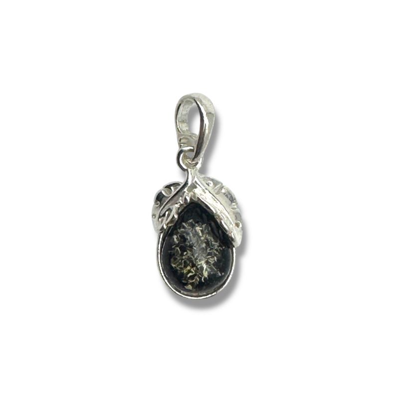 Sterling Silver Green Amber Pendant