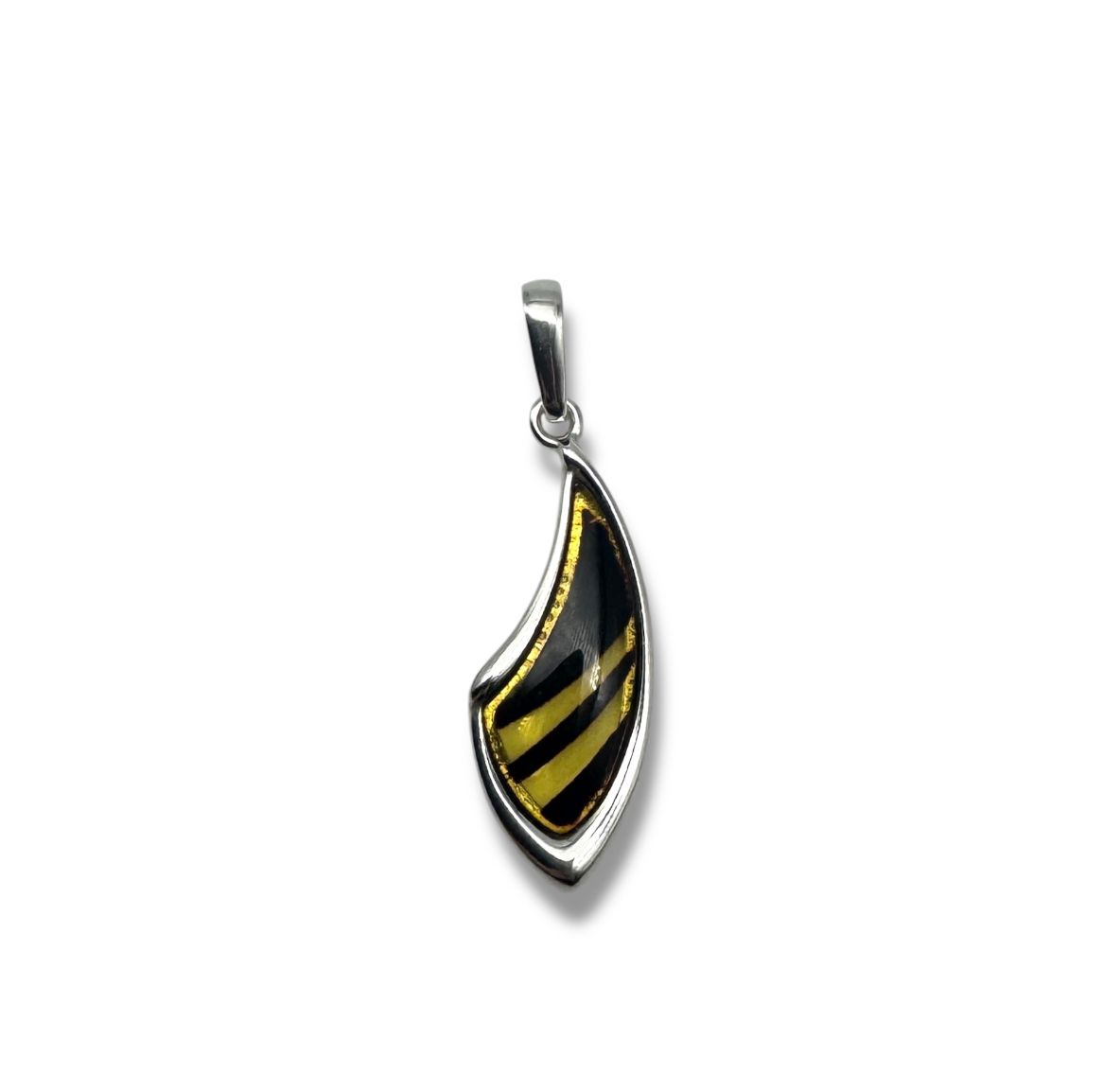 Sterling Silver  Laser Engraved Amber Pendant