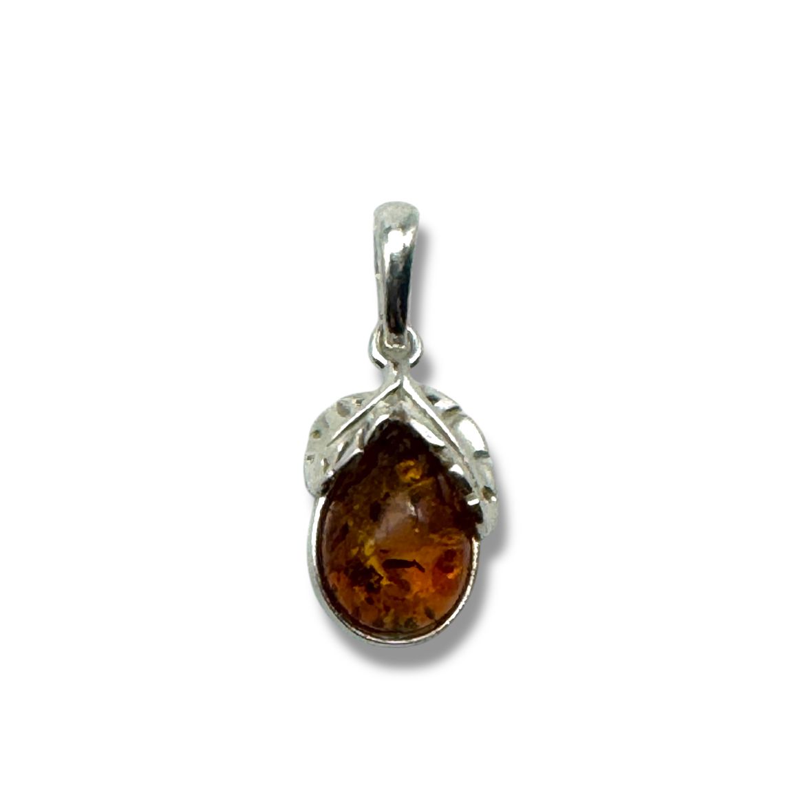Sterling Silver Cognac Amber Pendant