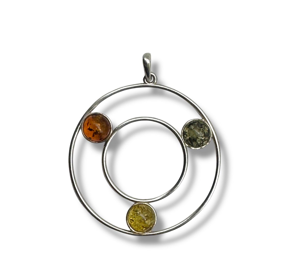 Sterling Silver and mixed colours of Amber Stones Pendant