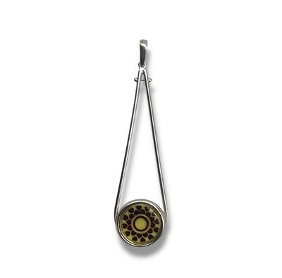 Sterling Silver Amber Laser Hearts Engraved Pendant