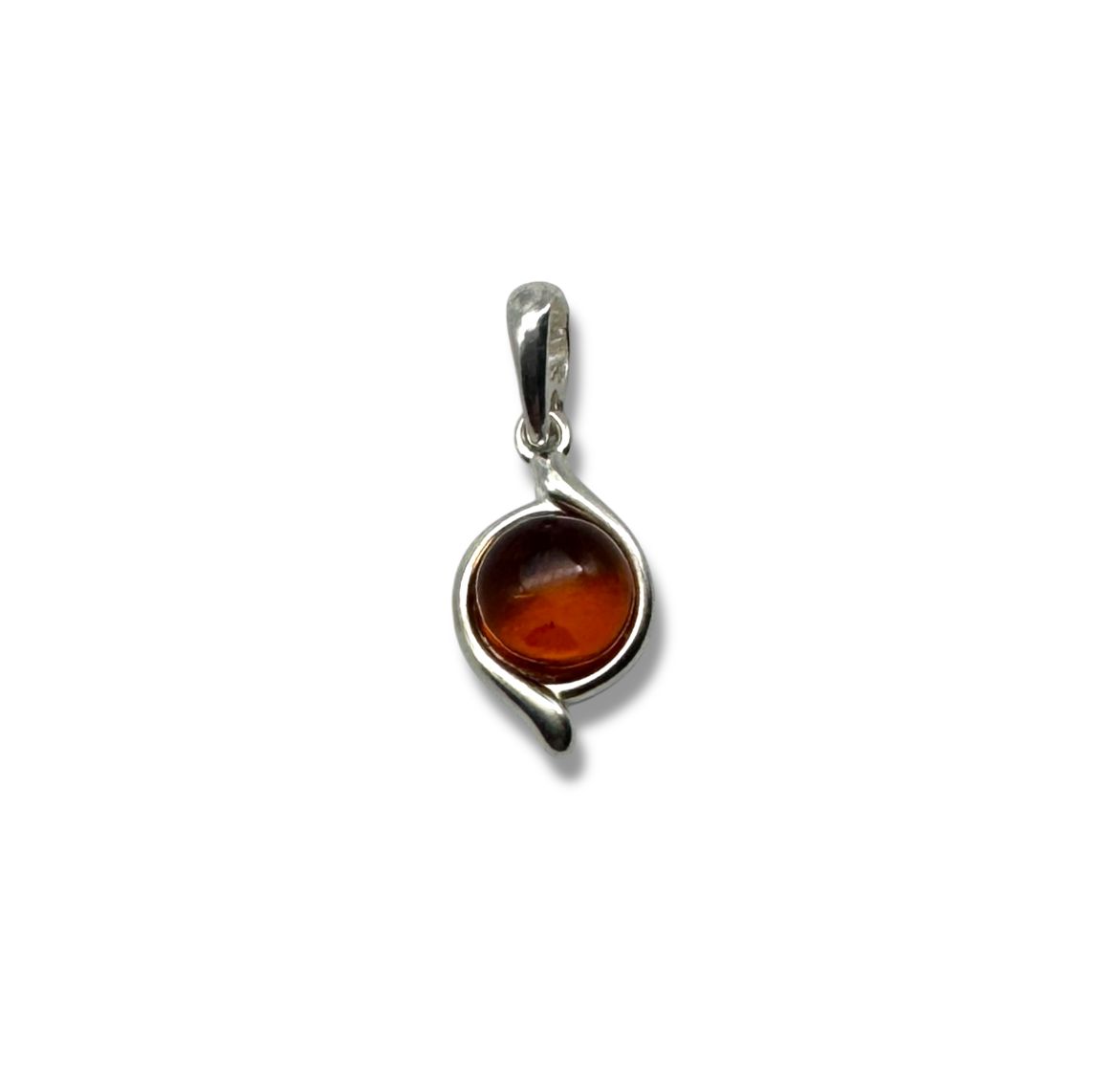 Sterling Silver and Cognac Amber Pendant