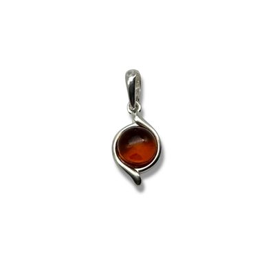 Sterling Silver and Cognac Amber Pendant