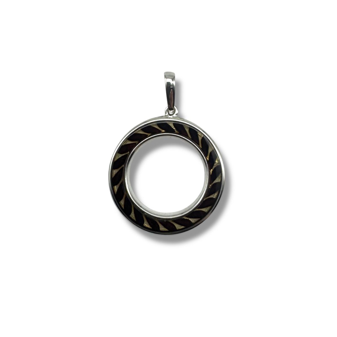Sterling Silver Amber Laser Engraved Ring Pendant