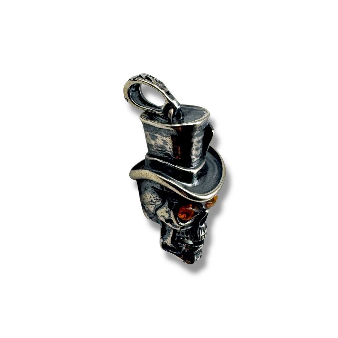 Sterling Silver and Amber Scull Pendant