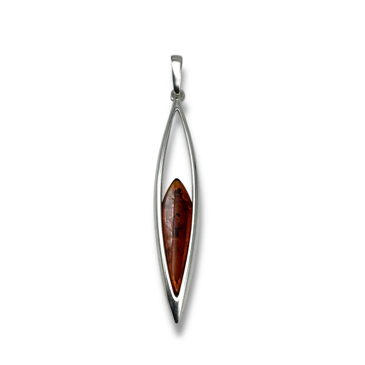 Sterling Silver Cognac Amber Pendant