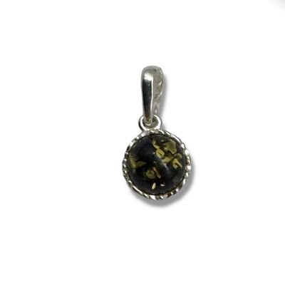 Sterling Silver Green Amber Rectangle Pendant