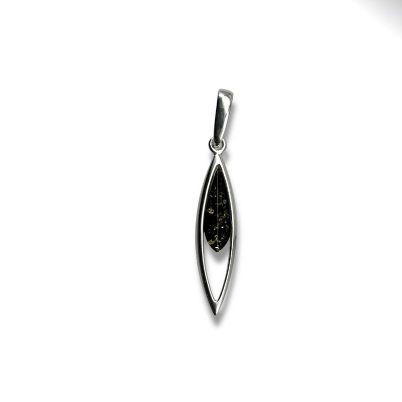 Sterling Silver Green Amber Pendant