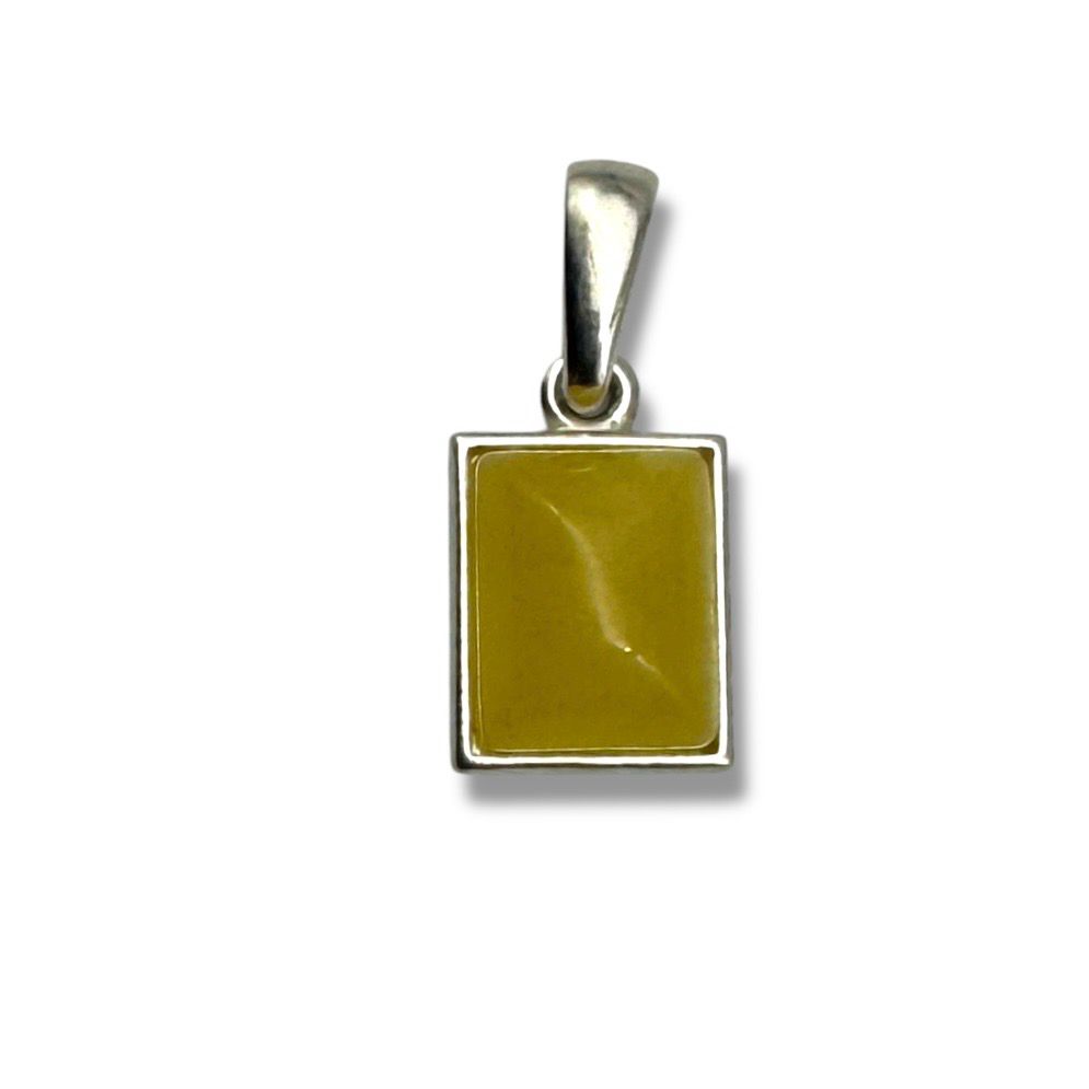 Sterling Silver Butterscotch Amber Rectangle Pendant