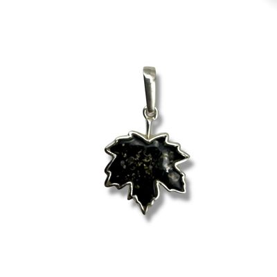 Sterling Silver Green Amber Leaf Pendant