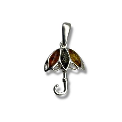 Sterling Silver Mix Colours Amber Umbrella Pendant