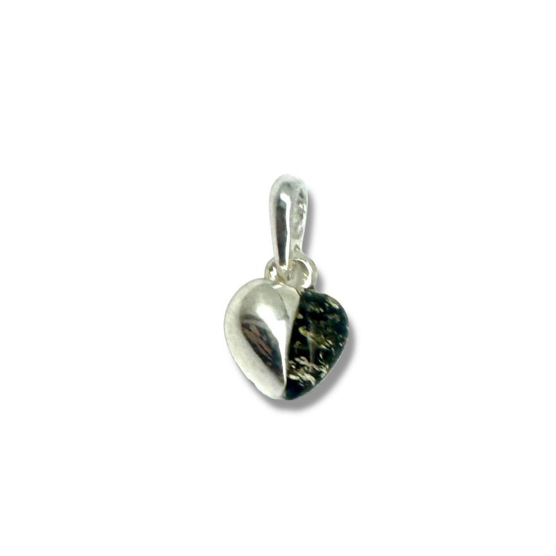 Sterling Silver Green Amber Heart Pendant