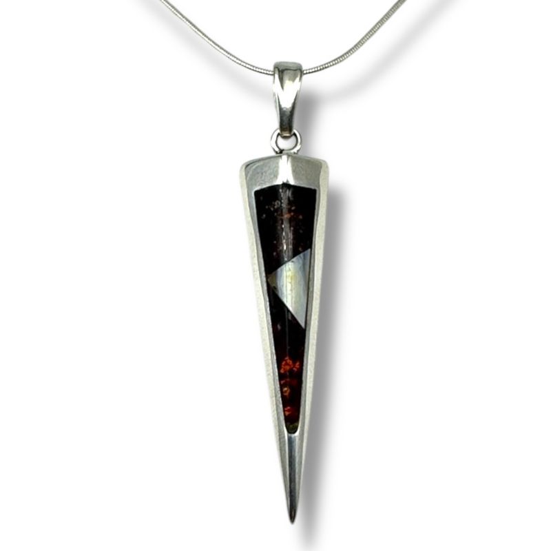 Sterling Silver Multicoloured Amber Pendant