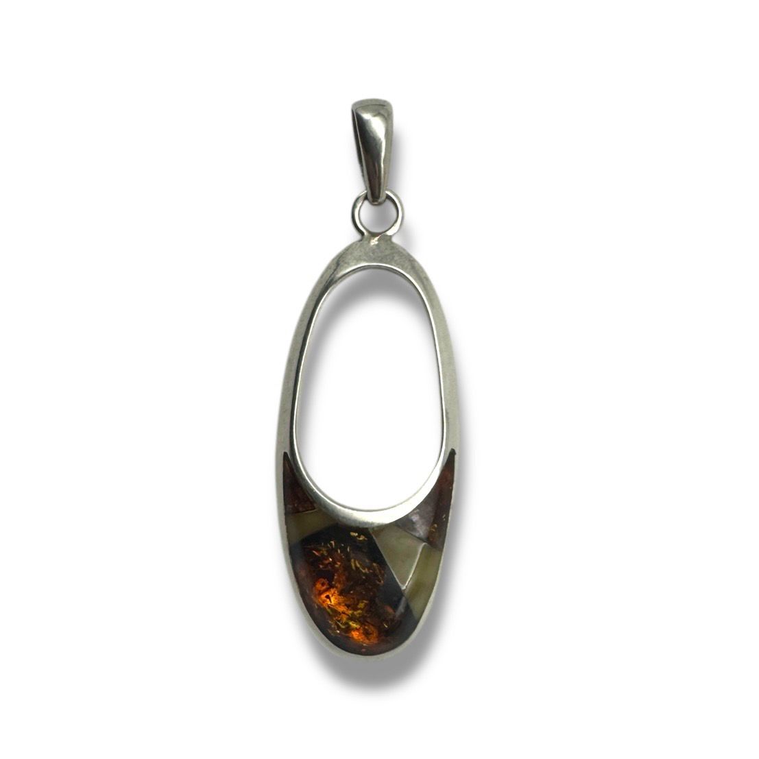 Sterling Silver Cognac and Yellow Amber Pendant