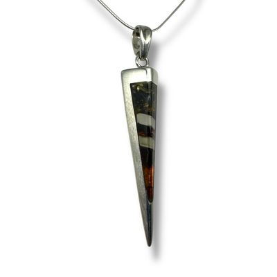 Sterling Silver Multicoloured Amber Pendant II