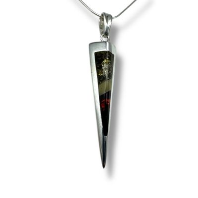 Sterling Silver Multicoloured Amber Pendant I