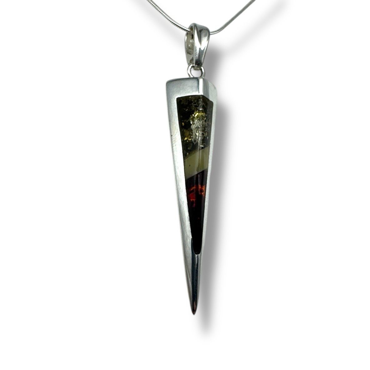 Sterling Silver Multicoloured Amber Pendant I