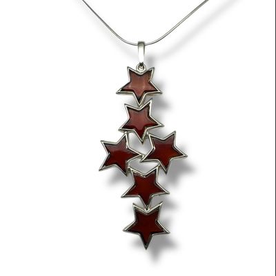 Sterling Silver Cherry Amber Stars Pendant