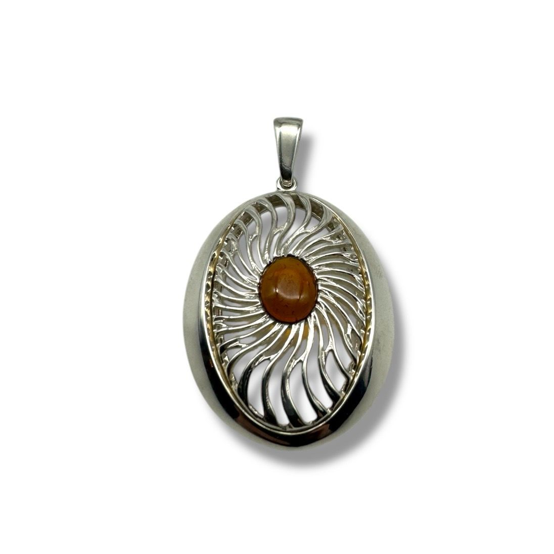 Sterling Silver Cognac Amber Pendant