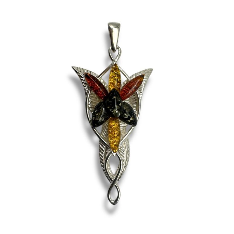 Sterling Silver Multicolour Amber Pendant