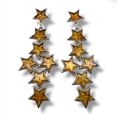 Sterling Silver Cognac Amber Earrings