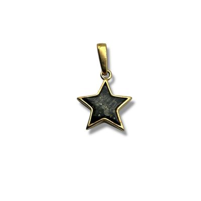 Gold Coated Sterling Silver Green Baltic Amber Star Pendant